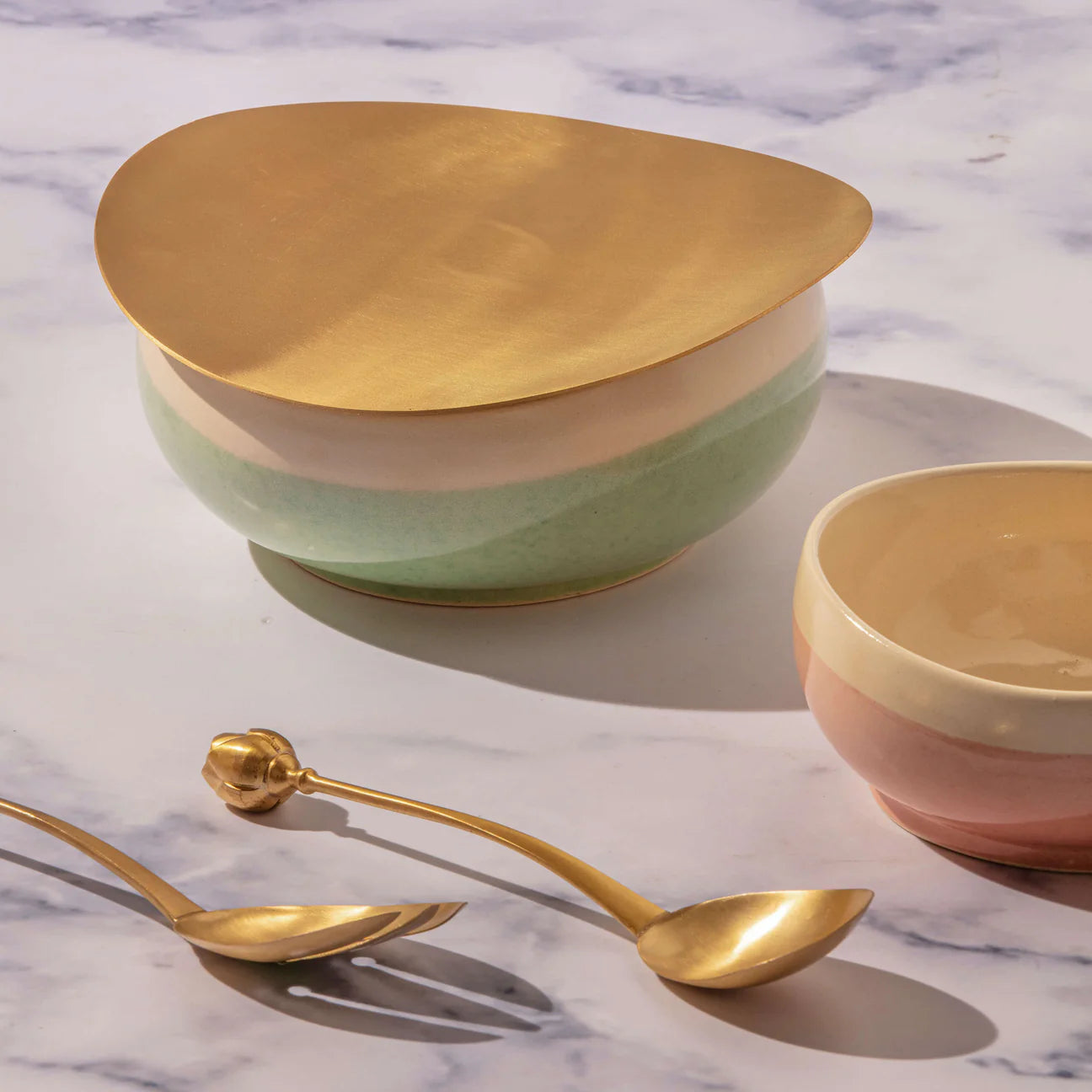 Petal & Patina Brass Serving Set