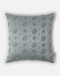 Powder Blue & Rose Banarasi Silk Pillow