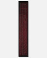 Full length of the Bordeaux-red silk runner with black border