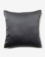 Reverse in solid charcoal silk with silver piping
