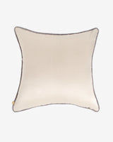 Reverse in solid cream silk with grey corded piping