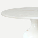 Top serving surface showing the marble's soft natural striations