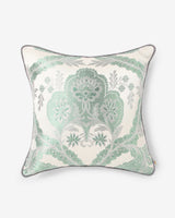 Front — soft mint damask medallion woven into ivory Gyasar silk