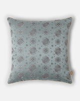 Front — powder-blue Tanchoi silk with woven floral motifs