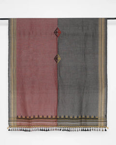 Rose & Charcoal Bhujodi Wool Throw Blanket