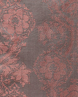 Close-up detail of rose floral figuring woven into the silk, not printed