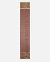 Full length of the rose-gold Banarasi silk runner with gold border