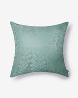 Front — tonal fern-and-leaf damask woven into seafoam-green Tanchoi silk