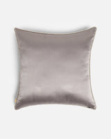 Reverse in luminous silver-grey silk with beige corded trim